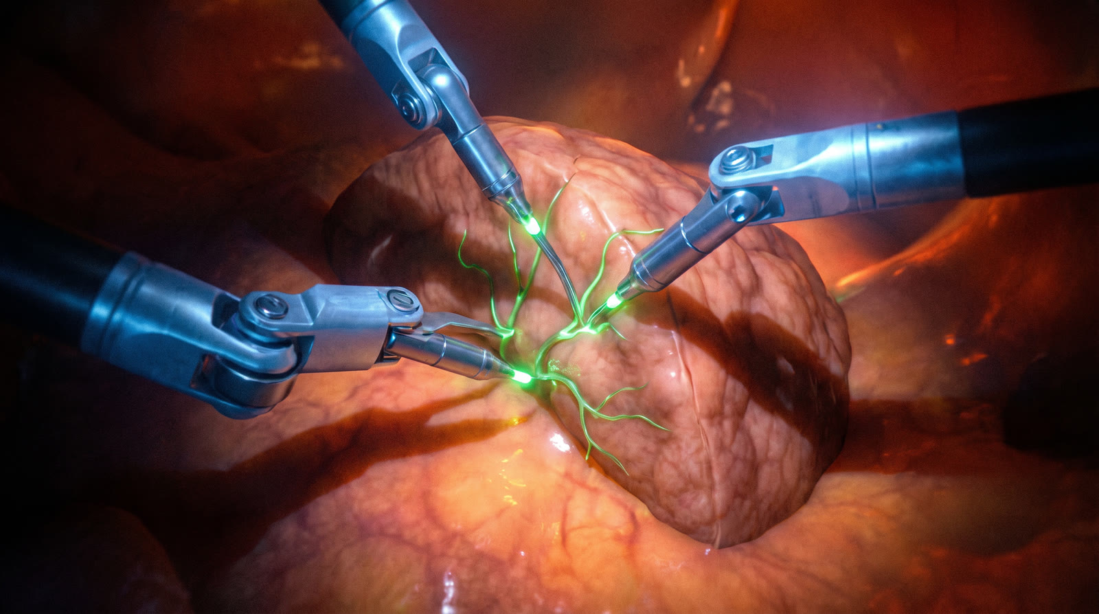 Robotik EndoWrist instrumanlar ICG floresan ile adrenal diseksiyon